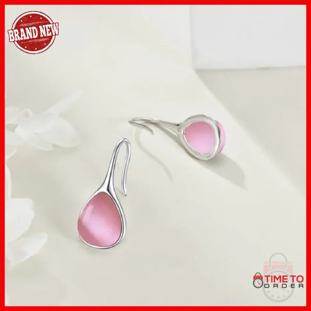925 Sterling Silver Teardrop Earrings Pull-Through Dangle Elegant Gift